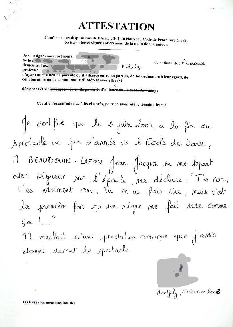 attestation temoignage pour divorce